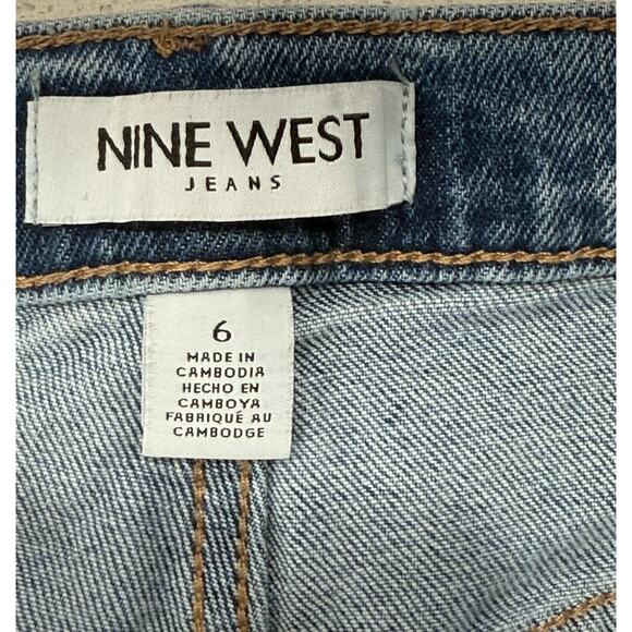 Nine West Womens Wide Leg Jeans Sz 6 Blue Denim High Rise Casual Retro Y2K Style - Picture 7 of 10